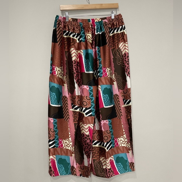 Izzy & Liv NWOT Patchwork Queen satin pajama pants wide leg 2XL - Picture 8 of 9